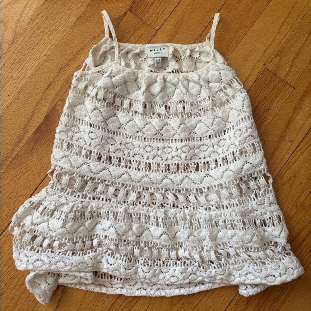 Milly Cream Swim Coverup with Intricate Lace Design